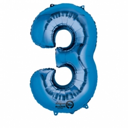 Balon foliowy Niebieski cyfra 3 (86 cm